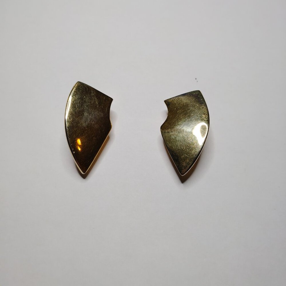 Robert Lee Morris Vintage Gold Plated Sculptural Clip On Earrings Signed - Picture 7 of 15